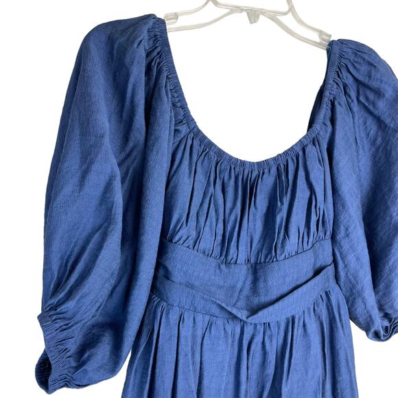 Ladies Blue Peasant Boho Dress Debbie Dabbie sz 6 Festival Milkmaid Coquette - Picture 2 of 11